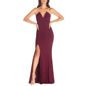 Dress the Population Fernanda Strapless Evening Gown Women's Medium Burgundy